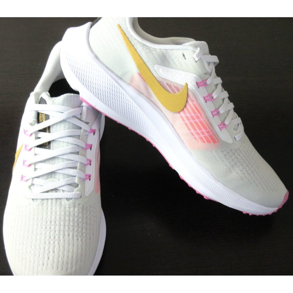 Women's Nike Air Zoom Pegasus 39 Running Shoes White Wheat Gold Pink Sizes NEW - Picture 4 of 5